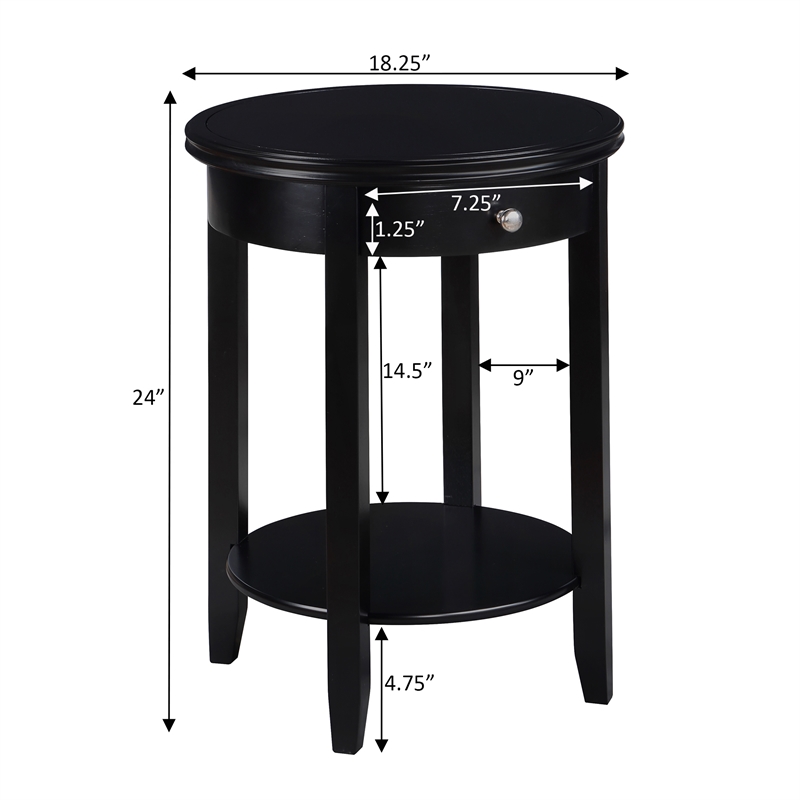 American Heritage Baldwin One-Drawer End Table with Shelf in Black Wood Finish
