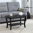 American Heritage Oval Coffee Table with Shelf in Black Wood Finish