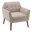 Take a Seat Andy Accent Chair in Beige Fabric with Solid Wood Legs