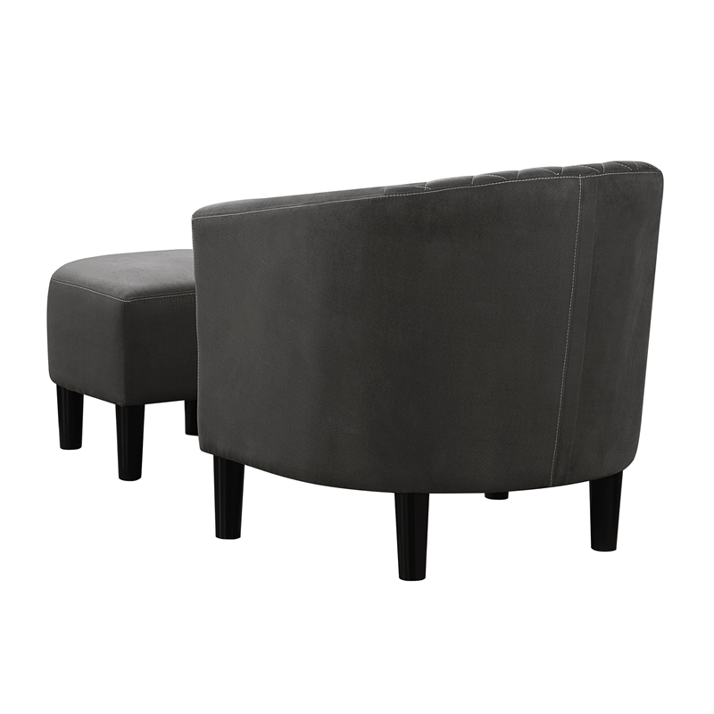 Take a Seat Roosevelt Accent Chair with Ottoman in Gray Fabric