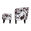 Take a Seat Churchill Accent Chair w/Ottoman in White and Brown Cowhide Fabric