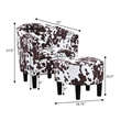 Take a Seat Churchill Accent Chair w/Ottoman in White and Brown Cowhide Fabric