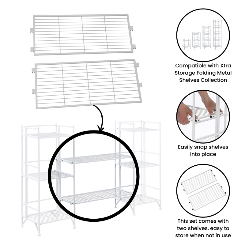Xtra Storage Shelf Metal Extension Set of Two in White Finish