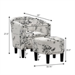 Take a Seat Churchill Accent Chair with Ottoman in White Fabric with Black Print