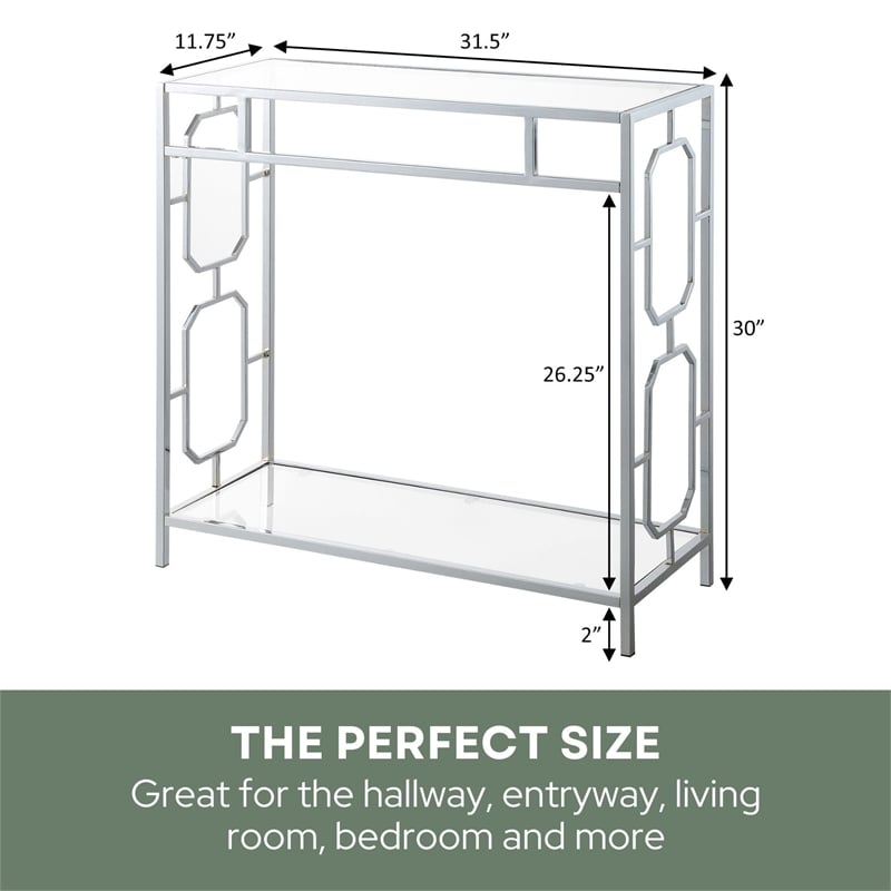 Convenience Concepts Omega Chrome Metal and Glass Hall Table with Shelf