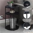 Designs2Go Simon Three-Tier End Table with USB Ports in Black Wood Finish