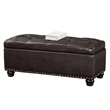 Designs4Comfort 9th Avenue Storage Ottoman Bench in Espresso Faux Leather