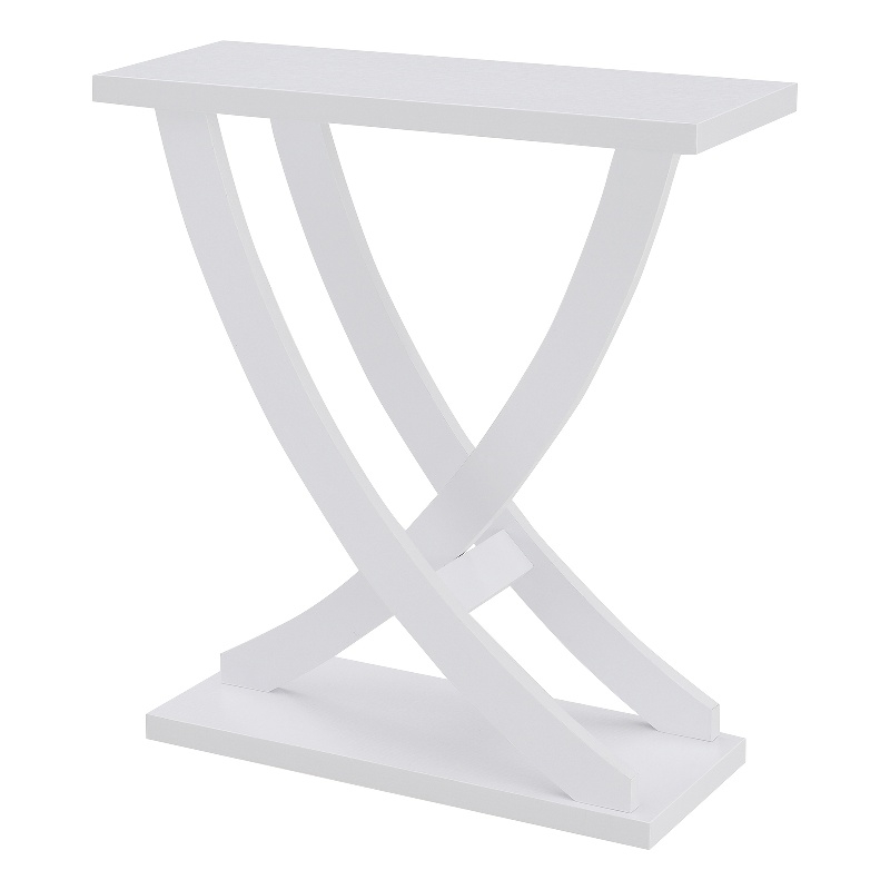 Convenience Concepts Newport Criss-Cross Console Table in White Wood Finish