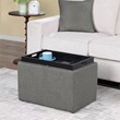 Designs4Comfort Accent Storage Ottoman with Reversible Tray in Gray Fabric