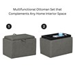 Designs4Comfort Accent Storage Ottoman with Reversible Tray in Gray Fabric
