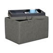 Designs4Comfort Accent Storage Ottoman with Reversible Tray in Gray Fabric