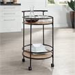 Designs2Go Charlie Serving Bar Cart in Beige Wood with Black Metal Frame