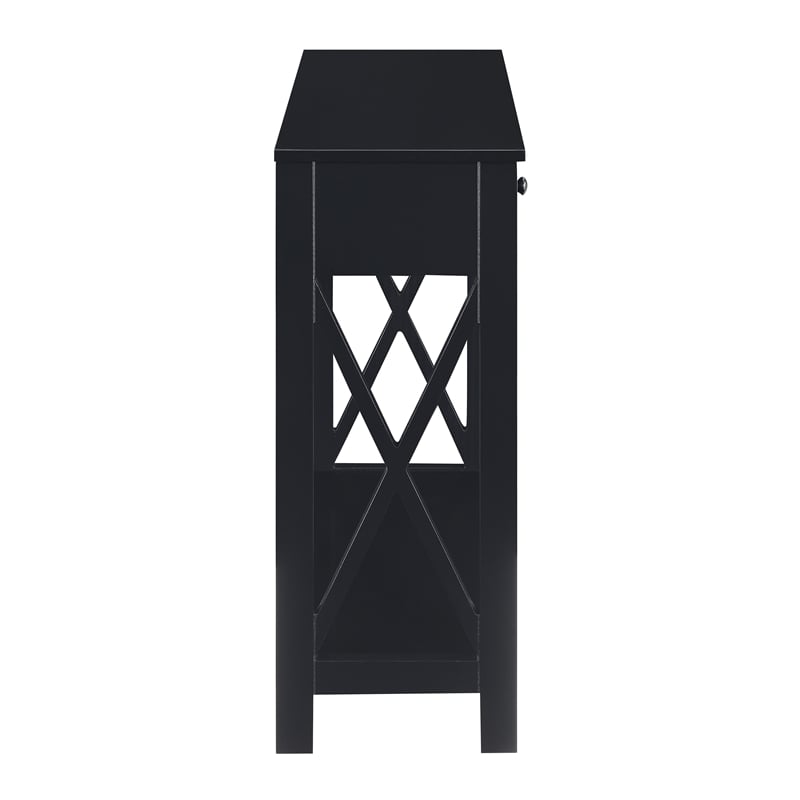 Oxford One-Drawer Entryway Hall Table with Shelf in Black Wood Finish