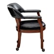 Take a Seat Dillon Armchair with Wheels in Black Faux Leather Fabric