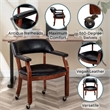 Take a Seat Dillon Armchair with Wheels in Black Faux Leather Fabric