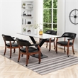 Take a Seat Dillon Armchair with Wheels in Black Faux Leather Fabric