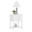 Convenience Concepts Sydney Two-Drawer End Table with Shelf in White Wood Finish