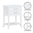 Convenience Concepts Sydney Two-Drawer End Table with Shelf in White Wood Finish