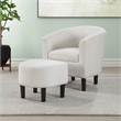 Take a Seat Churchill Accent Chair with Ottoman in Ivory Boucle Fabric