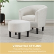 Take a Seat Churchill Accent Chair with Ottoman in Ivory Boucle Fabric