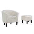 Take a Seat Churchill Accent Chair with Ottoman in Ivory Boucle Fabric