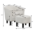 Take a Seat Churchill Accent Chair with Ottoman in Ivory Boucle Fabric