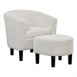 Take a Seat Churchill Accent Chair with Ottoman in Ivory Boucle Fabric