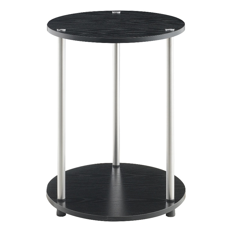 Designs2Go No Tools Two-Tier Round End Table in Black Wood Finish