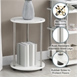 Designs2Go No Tools Two-Tier Round End Table in White Faux Marble Wood Finish
