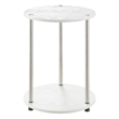Designs2Go No Tools Two-Tier Round End Table in White Faux Marble Wood Finish