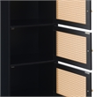 Xtra Storage Boho Weave Three-Door Cabinet with Shelf in Black Wood Finish