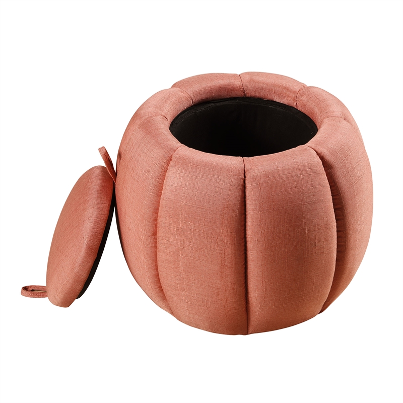 Designs4Comfort Daisy Storage Ottoman with Reversible Tray Lid in Coral Fabric