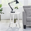 Convenience Concepts Charleston Round End Table with Shelf in White Wood Finish