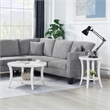 Convenience Concepts Charleston Round End Table with Shelf in White Wood Finish