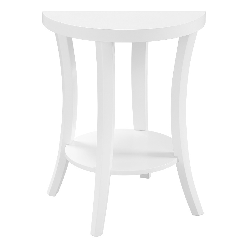 Convenience Concepts Charleston Round End Table with Shelf in White Wood Finish