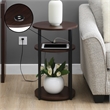 Designs2Go Simon Three-Tier End Table with USB Ports in Espresso Wood Finish
