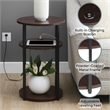 Designs2Go Simon Three-Tier End Table with USB Ports in Espresso Wood Finish