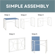 Convenience Concepts Folding Desk in Blue Wood Finish and White Metal Frame