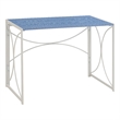 Convenience Concepts Folding Desk in Blue Wood Finish and White Metal Frame