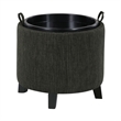Designs4Comfort Oscar Storage Ottoman with Reversible Tray in Gray Fabric