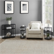 Designs2Go Simon Three-Tier Oval Chairside End Table w/USB Ports in Black Wood
