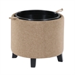 Designs4Comfort Oscar Storage Ottoman with Reversible Tray in Tan Fabric