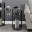 Designs2Go Simon Three-Tier Oval Chairside End Table with USB Ports in Gray Wood