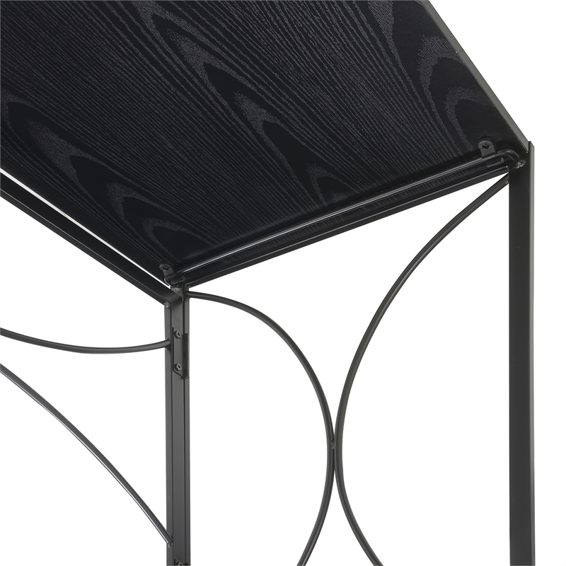 Convenience Concepts Folding Desk in Black Wood Finish with Black Metal Frame
