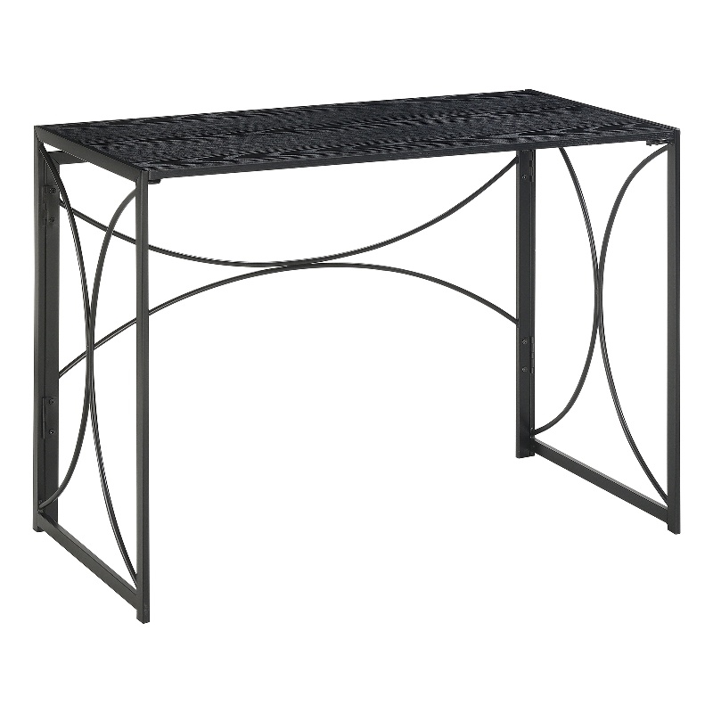 Convenience Concepts Folding Desk in Black Wood Finish with Black Metal Frame