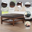Designs4Comfort Silverton Coffee Table Ottoman w/Shelf in Espresso Faux Leather