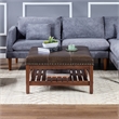 Designs4Comfort Silverton Coffee Table Ottoman w/Shelf in Brown Faux Leather