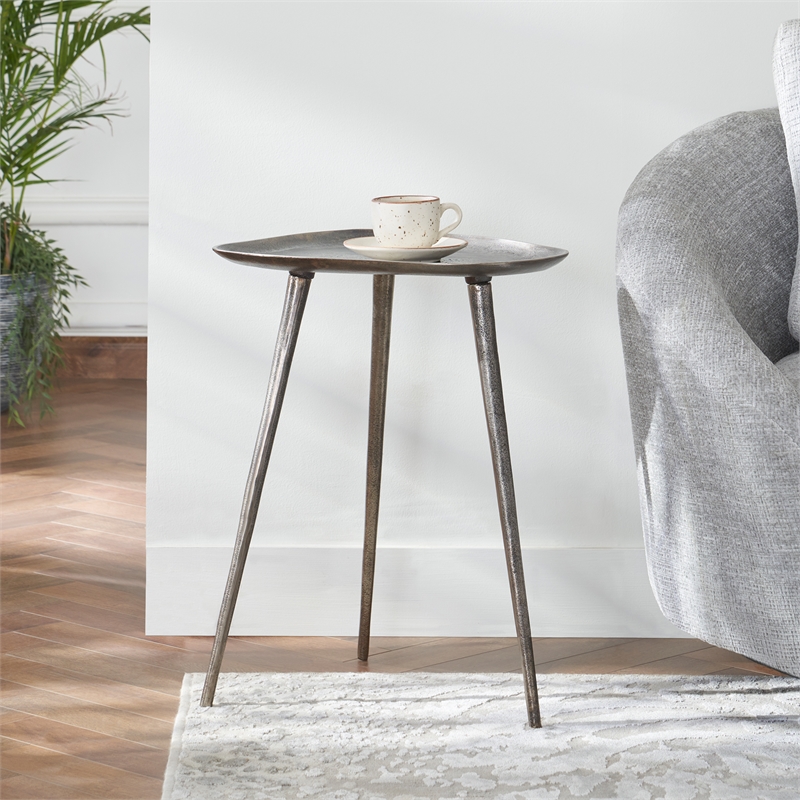 Convenience Concepts Bali Metal Tall End Table in Silver Finish