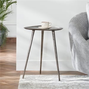 Convenience Concepts Bali Metal Tall End Table in Silver Finish