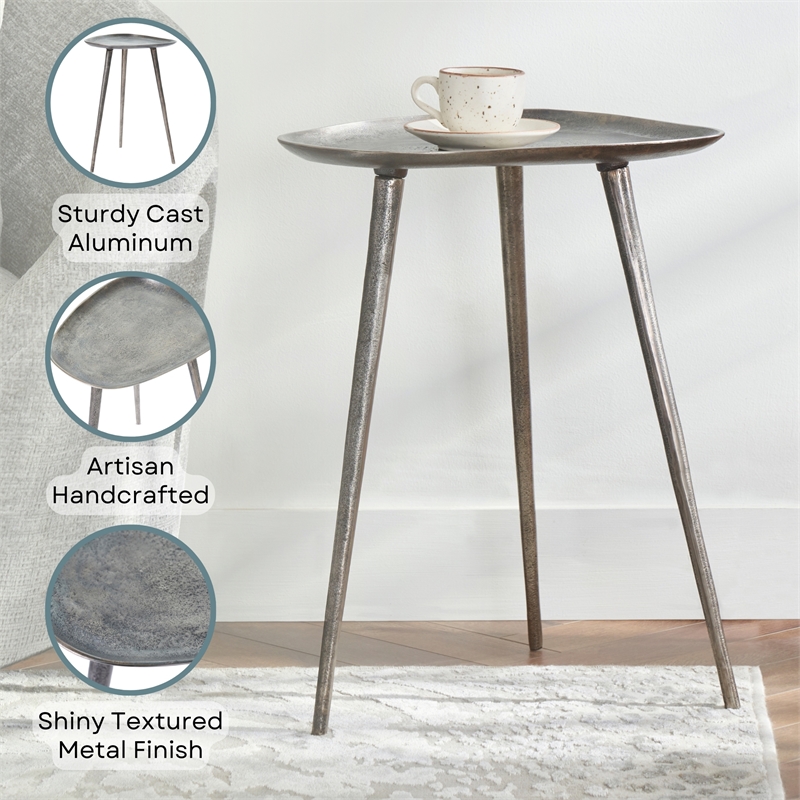 Convenience Concepts Bali Metal Tall End Table in Silver Finish